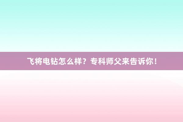 飞将电钻怎么样？专科师父来告诉你！