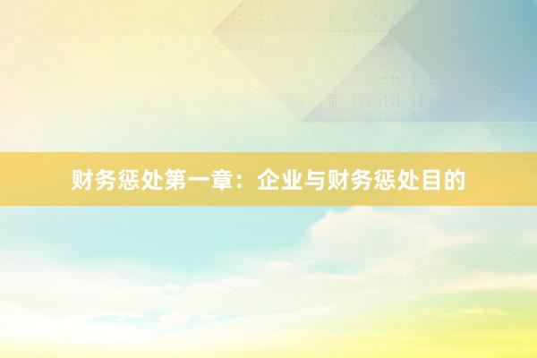 财务惩处第一章：企业与财务惩处目的